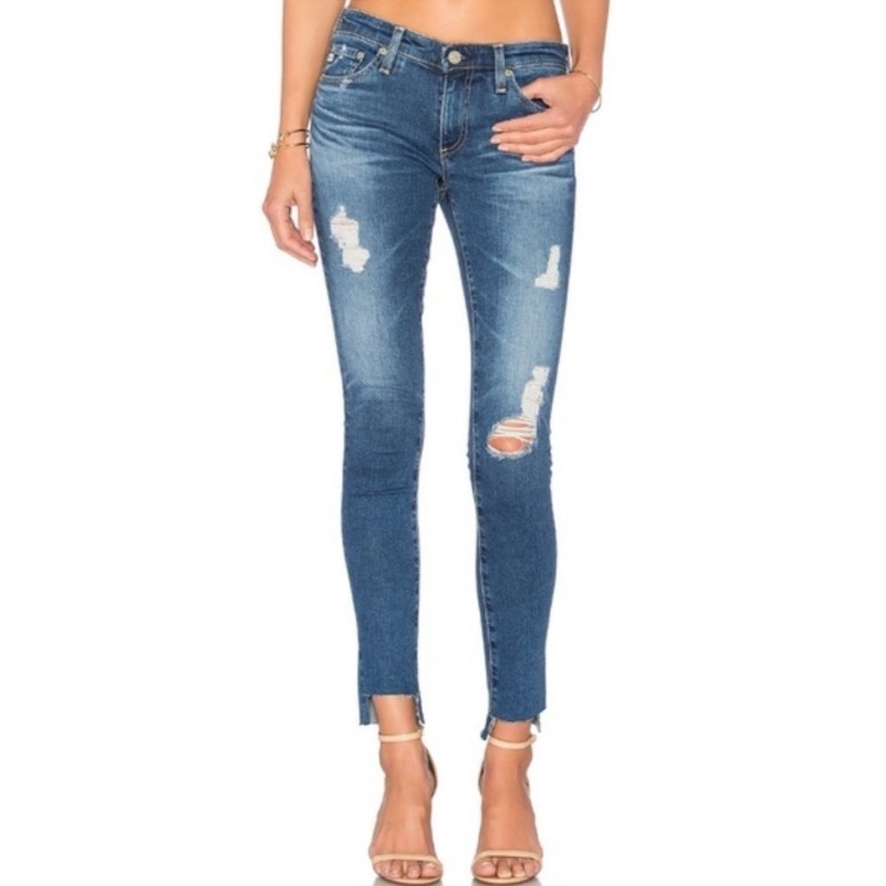 AG Adriano Goldschmied The Legging Ankle Step Hem Distressed Skinny Jeans 27